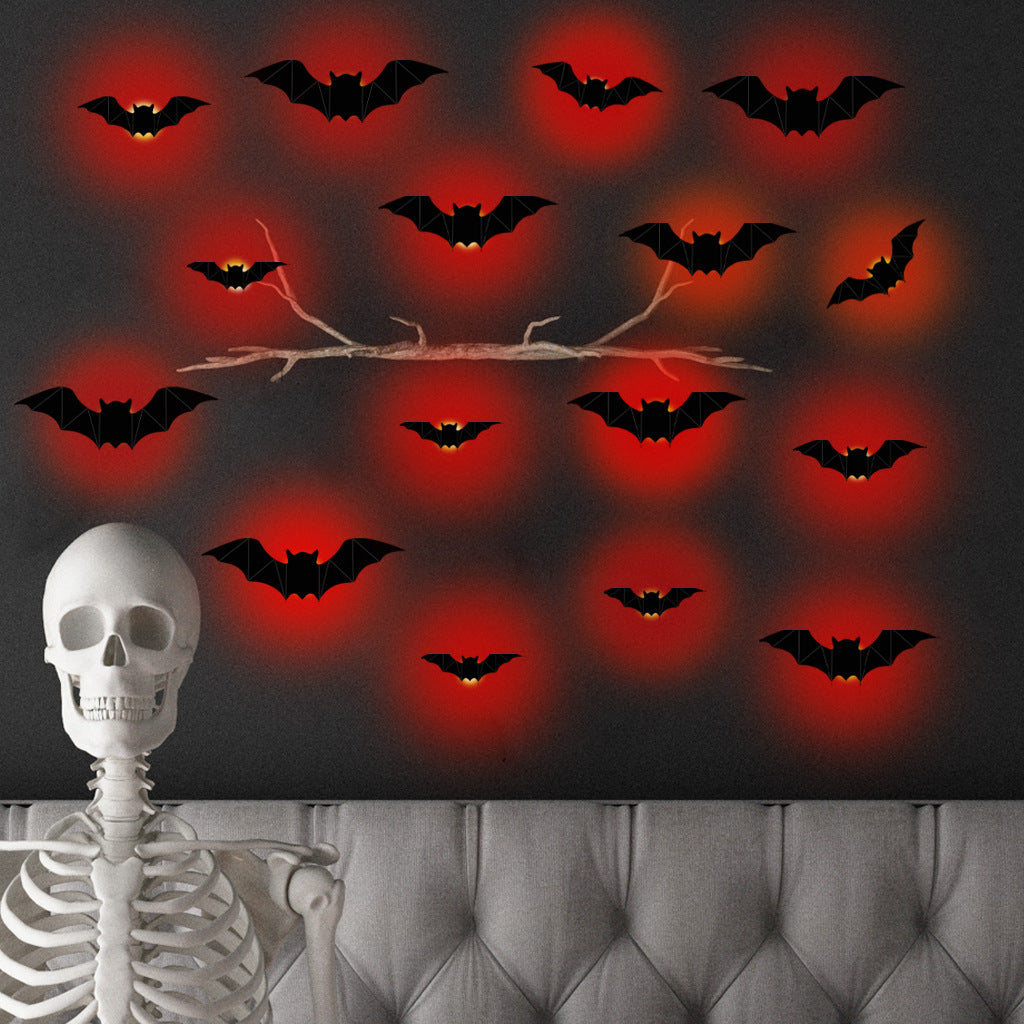 16 pcs Halloween Bat Lamp – Holiday Party Decoration with Foam & Glue