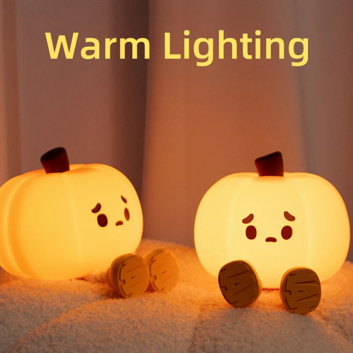 Pumpkin Lantern Silicone Night Light Bedroom Sleep Lamp Bedside Pat Lamp Sleeping Companion Cartoon Ornaments Children's Lamp
