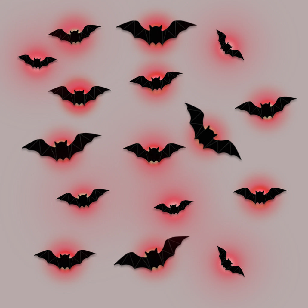 16 pcs Halloween Bat Lamp – Holiday Party Decoration with Foam & Glue