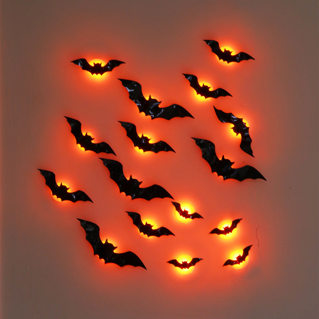 16 pcs Halloween Bat Lamp – Holiday Party Decoration with Foam & Glue