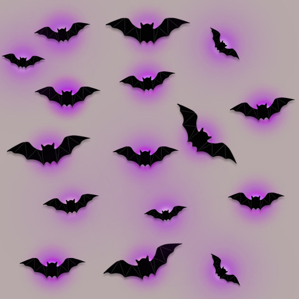 16 pcs Halloween Bat Lamp – Holiday Party Decoration with Foam & Glue