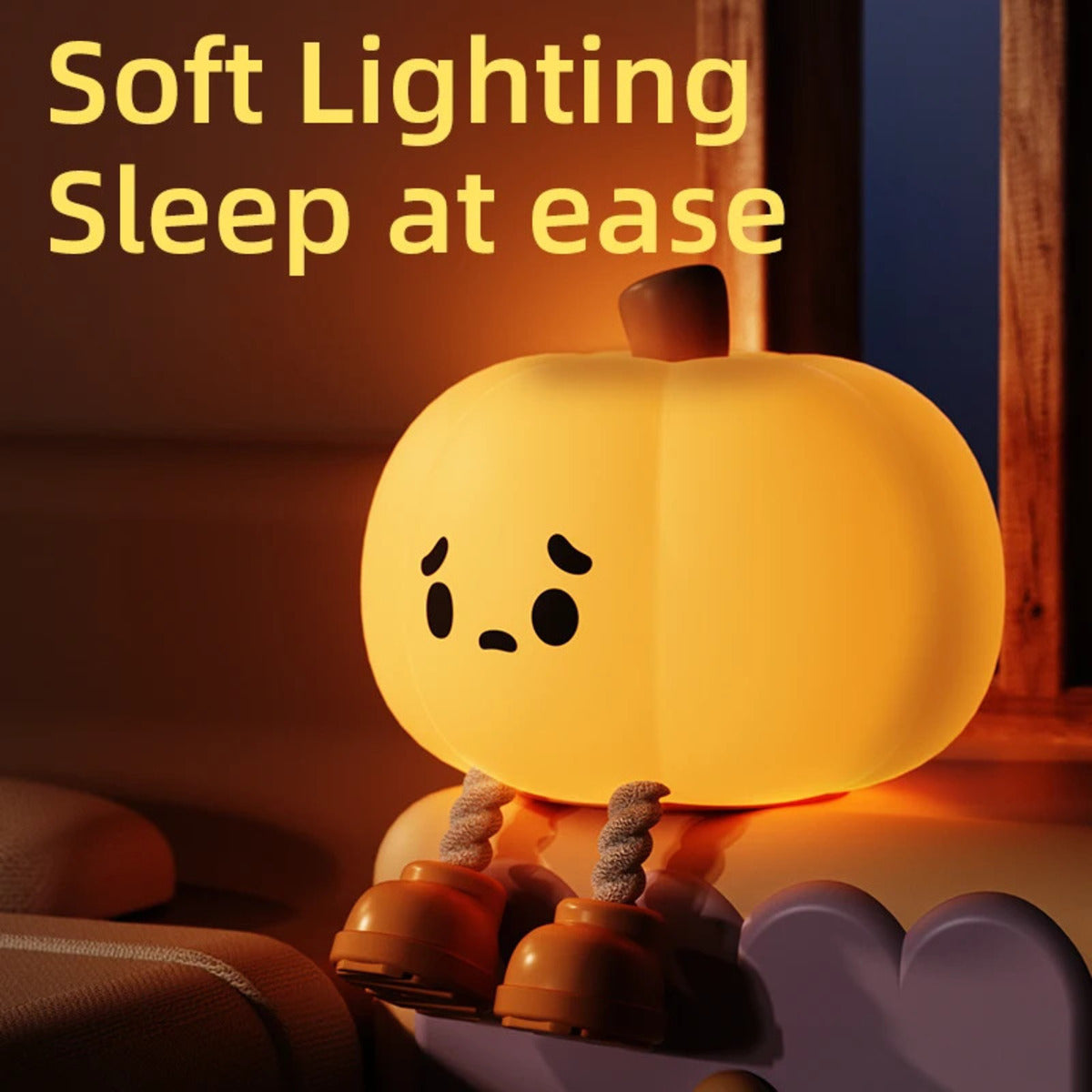 Pumpkin Lantern Silicone Night Light Bedroom Sleep Lamp Bedside Pat Lamp Sleeping Companion Cartoon Ornaments Children's Lamp