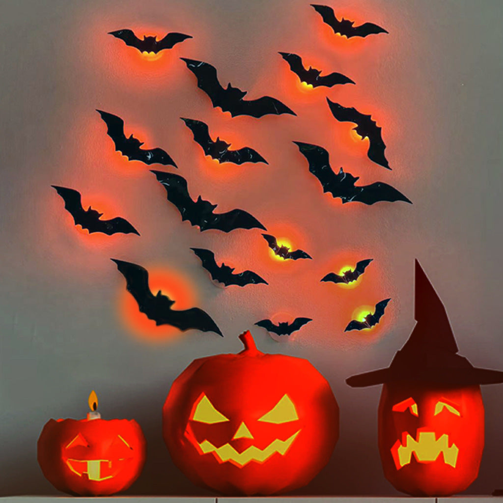 16 pcs Halloween Bat Lamp – Holiday Party Decoration with Foam & Glue