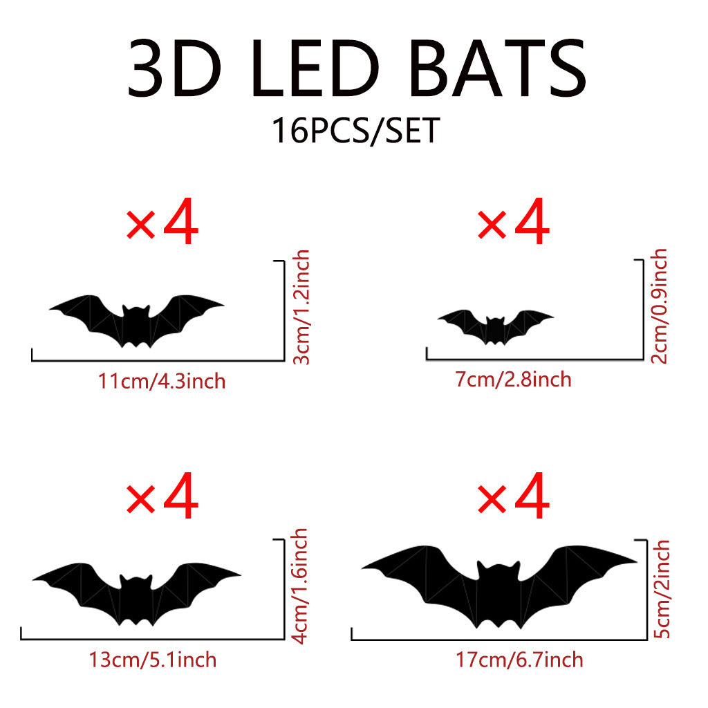 16 pcs Halloween Bat Lamp – Holiday Party Decoration with Foam & Glue