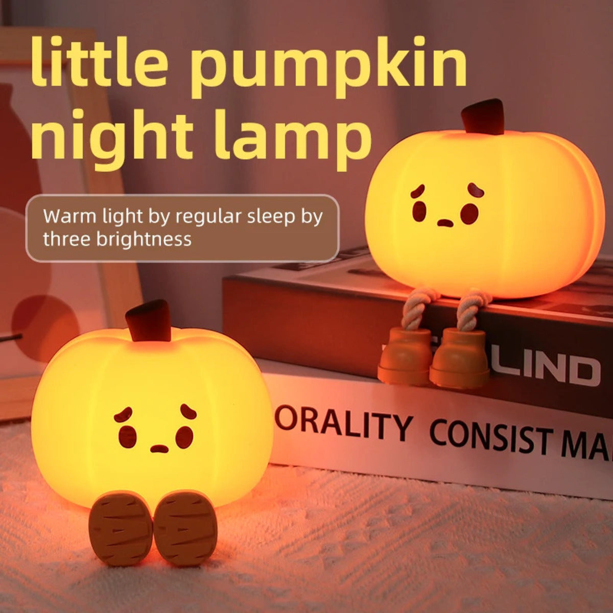 Pumpkin Lantern Silicone Night Light Bedroom Sleep Lamp Bedside Pat Lamp Sleeping Companion Cartoon Ornaments Children's Lamp